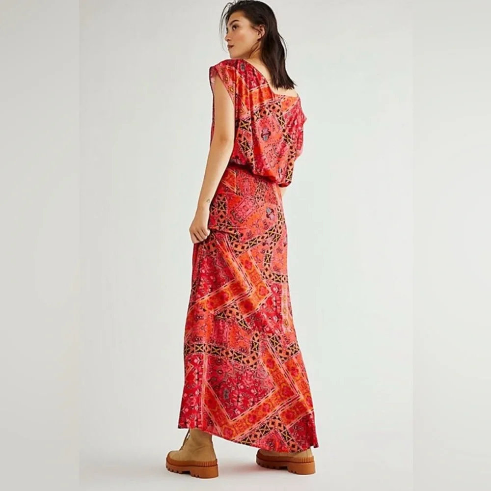 NWT FREE PEOPLE‎ Blakely Maxi Dress Red Motif M